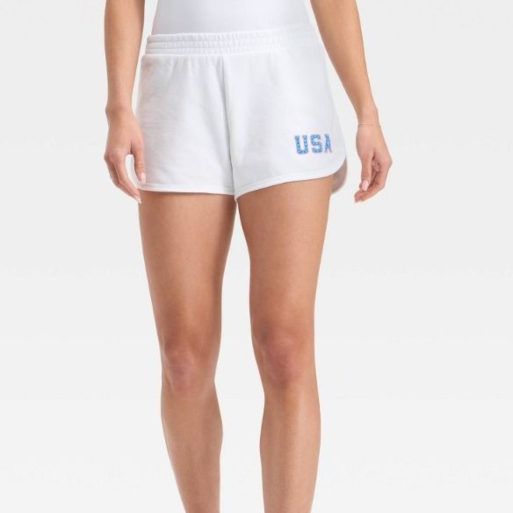 Universal Thread White Athletic Shorts with Blue USA Logo